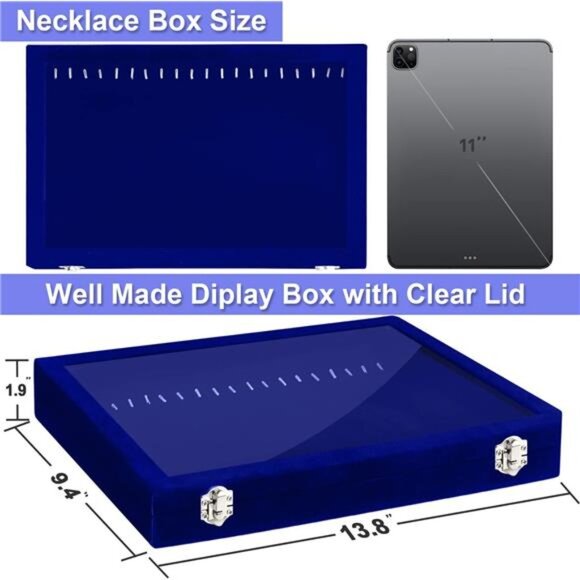 Jewelry DisplayBox For Necklace Organizer,Velvet Necklace StorageTray For Drawer - Picture 2 of 7